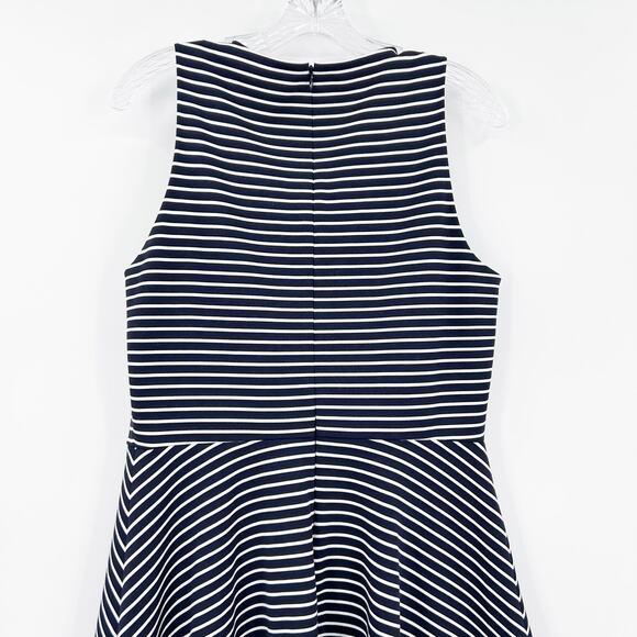Kate Spade New York Striped Ponte Fit Flare Dress Blue White Striped Womens 10 - Picture 9 of 11